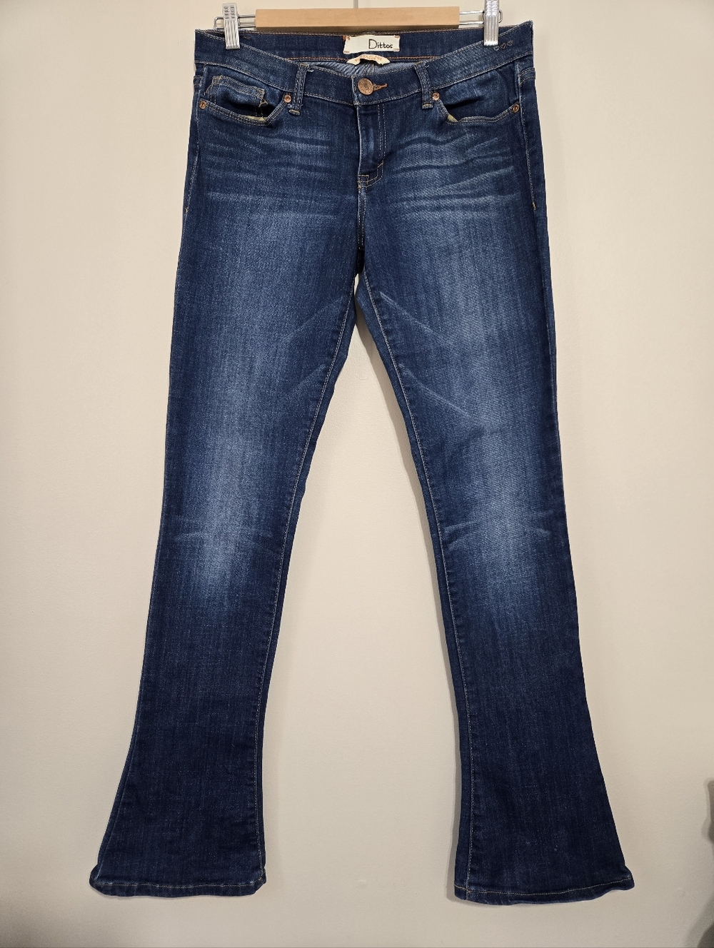 Y2K Dittos Women’s Skinny Flare Jeans Dark Wash Stretch Denim Mid Rise W 28 L 32